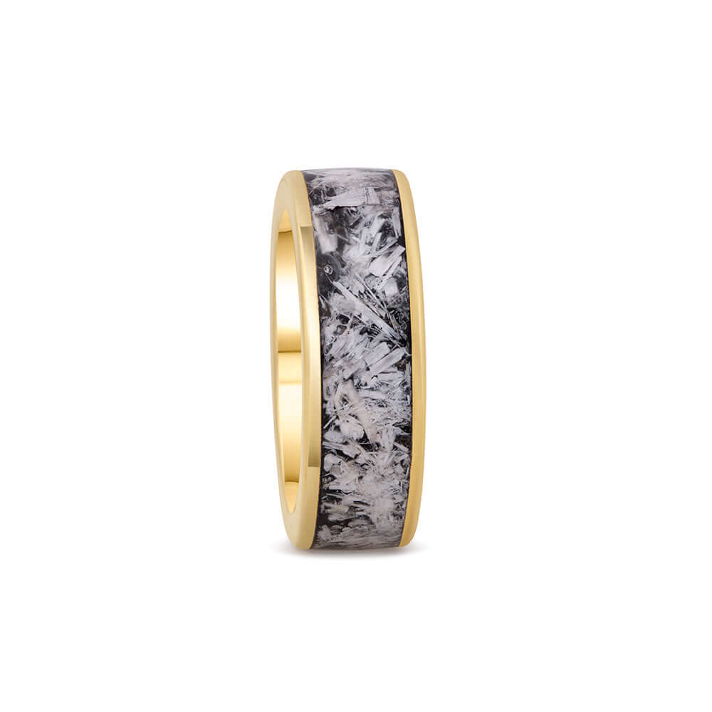 EHD - BRIGHT GODDESS | Selenite Shungite Neodymium Magnet Ring Yellow Gold-the-taste.com